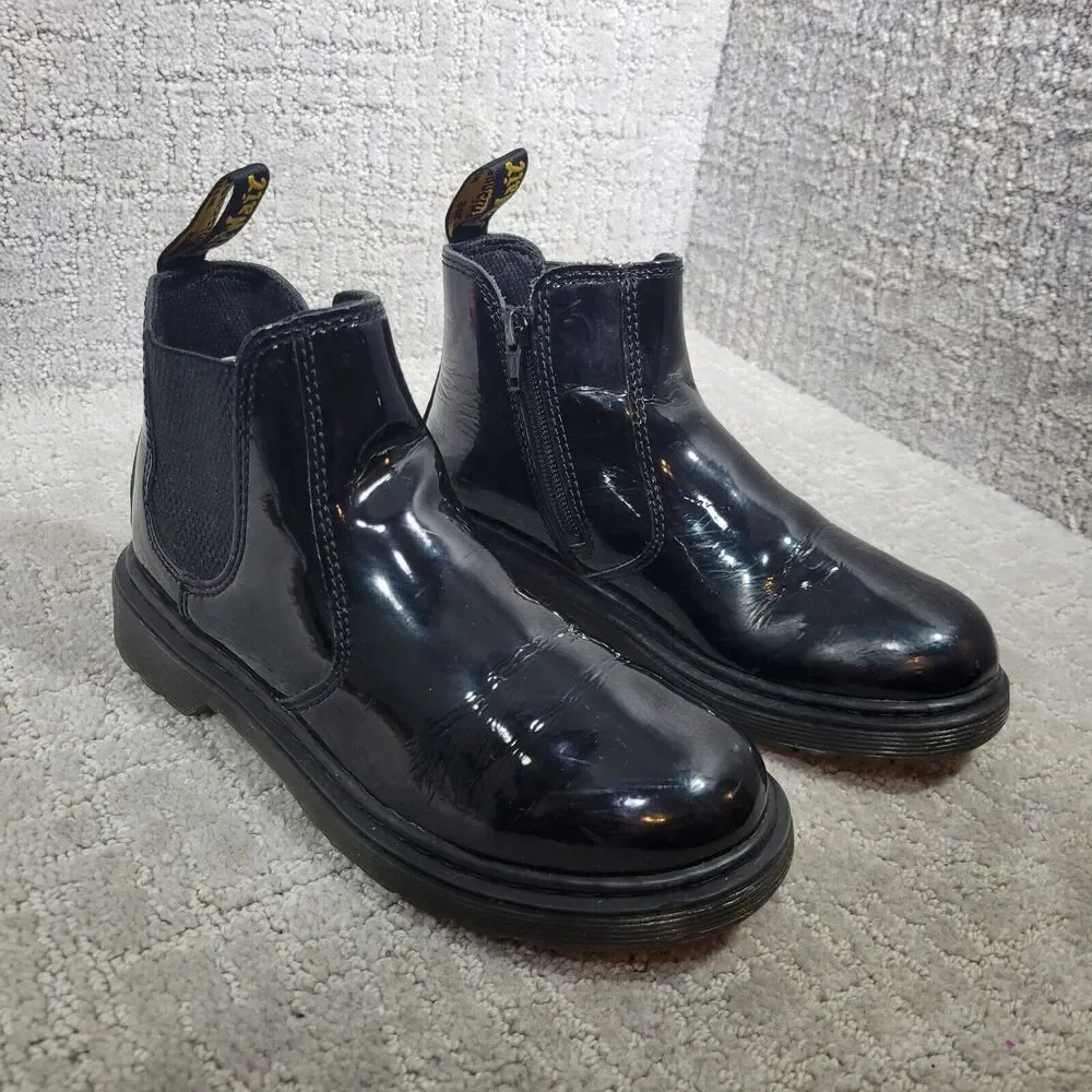 Dr Martens Youth Size 3Y US Black Patent Leather Chelsea Boots 32976 J